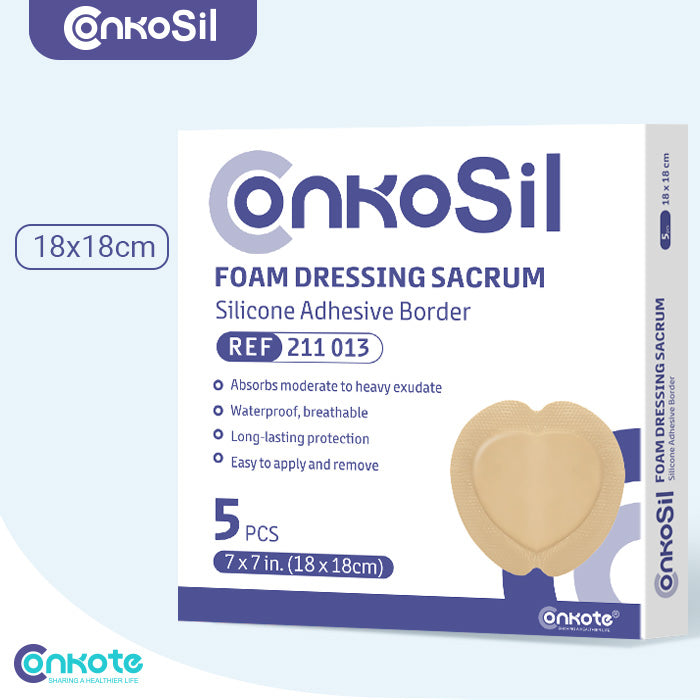 Conkote® ConkoSil-Foam Dressing Silicone Adhesive Border (Sacrum) 18cm X 18cm