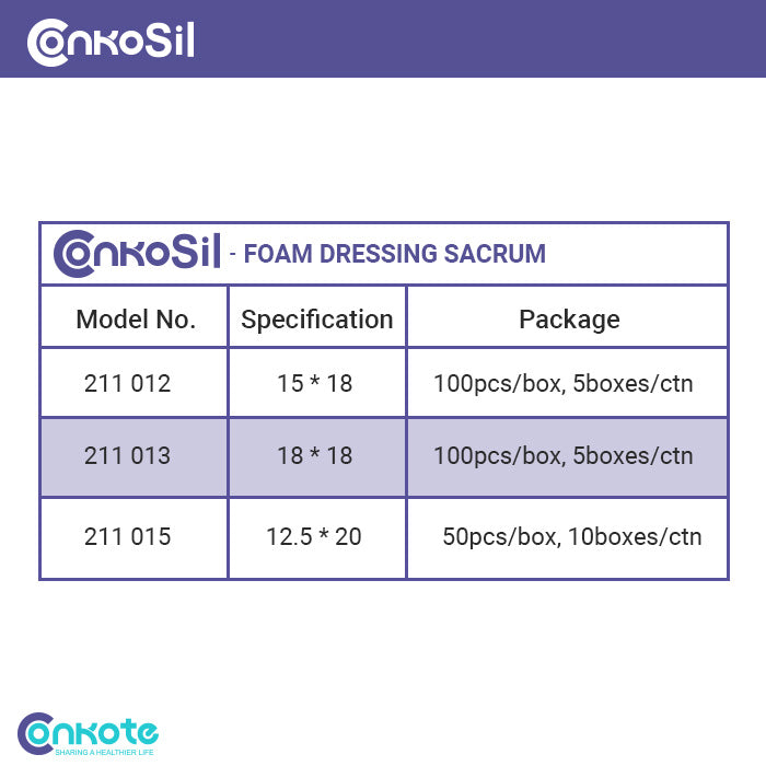 Conkote® ConkoSil-Foam Dressing Silicone Adhesive Border (Sacrum) 18cm X 18cm