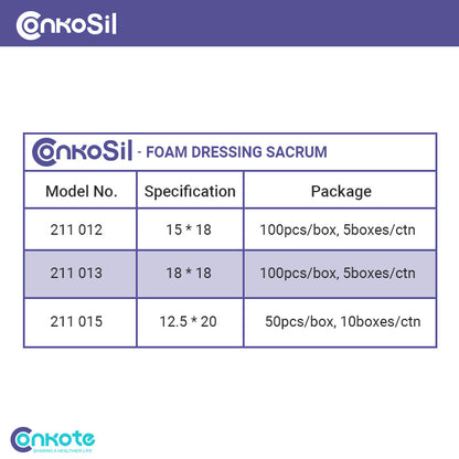 Conkote® ConkoSil-Foam Dressing Silicone Adhesive Border (Sacrum) 18cm X 18cm
